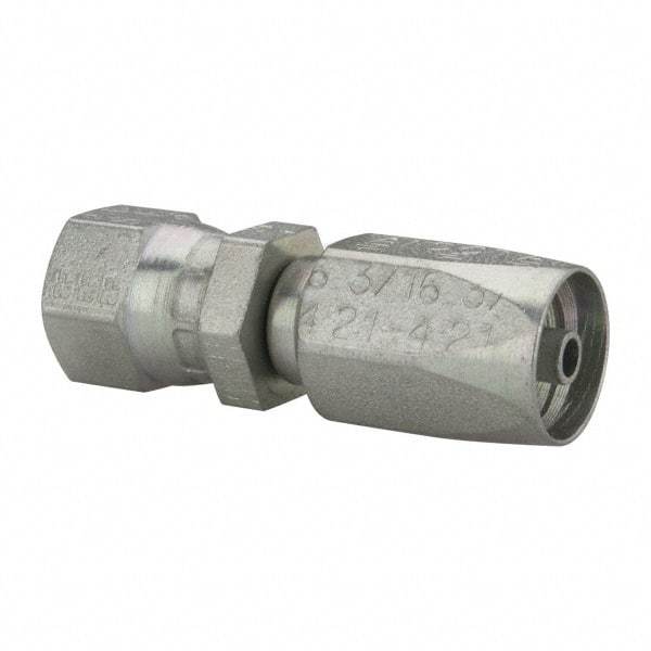 Parker - 7/16-20 SAE Steel Hydraulic Hose Female JIC 37° Swivel & Straight Fitting - 6,000 psi, -4 Hose Size - Apex Tool & Supply