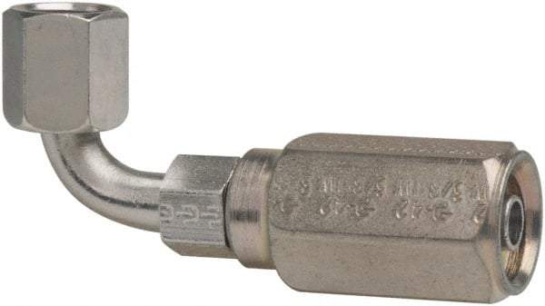 Parker - 9/16-18 Female JIC Steel Hydraulic Hose Female JIC Swivel & 90° Elbow & Short Drop - 5,000 psi, -6 Hose Size, 3/8" Hose Diam - Apex Tool & Supply