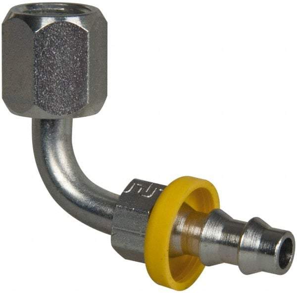 Parker - 7/16-20 Female JIC Steel Hydraulic Hose Female JIC Swivel & 90° Elbow & Short Drop - -4 Hose Size, 1/4" Hose Diam, Series 82 - Apex Tool & Supply