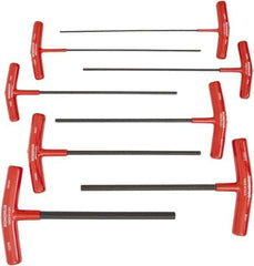 Bondhus - 8 Piece T-Handle Cushion Grip Hex Key Set - Hex Range 2 to 10mm, 9" OAL, Protanium High Torque Steel - Apex Tool & Supply