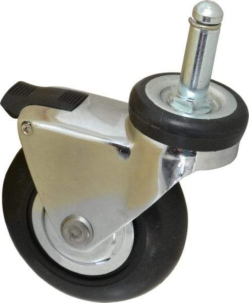 Shepherd - 3" Diam x 15/16" Wide x 3-7/8" OAH Stem Mount Swivel Caster with Brake - Neoprene, 110 Lb Capacity, Precision Ball Bearing, 7/16 x 1-7/16" Friction Stem - Apex Tool & Supply