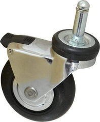 Shepherd - 3" Diam x 15/16" Wide x 3-7/8" OAH Stem Mount Swivel Caster with Brake - Neoprene, 110 Lb Capacity, Precision Ball Bearing, 7/16 x 1-7/16" Friction Stem - Apex Tool & Supply