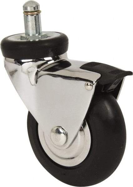 Shepherd - 3" Diam x 15/16" Wide x 3-7/8" OAH Stem Mount Swivel Caster with Brake - Neoprene, 110 Lb Capacity, Precision Ball Bearing, 7/16 x 7/8" Friction Stem - Apex Tool & Supply