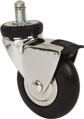 Shepherd - 3" Diam x 15/16" Wide x 3-7/8" OAH Stem Mount Swivel Caster with Brake - Neoprene, 110 Lb Capacity, Precision Ball Bearing, 7/16 x 7/8" Friction Stem - Apex Tool & Supply