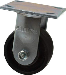 Albion - 4" Diam x 2" Wide x 5-5/8" OAH Top Plate Mount Rigid Caster - Glass Filled Nylon, 800 Lb Capacity, Roller Bearing, 4 x 4-1/2" Plate - Apex Tool & Supply