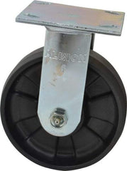 Albion - 6" Diam x 2" Wide x 7-1/2" OAH Top Plate Mount Rigid Caster - Glass Filled Nylon, 1,200 Lb Capacity, Roller Bearing, 4 x 4-1/2" Plate - Apex Tool & Supply