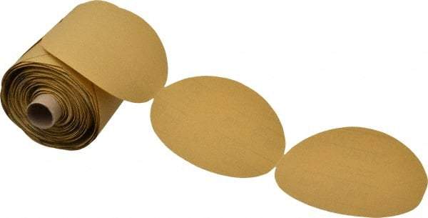 3M - 5" Diam, 120 Grit Aluminum Oxide Adhesive PSA Disc - Very Fine Grade, Gold, A Weighted Backing, Flexible, Use with Random Orbital Sanders - Apex Tool & Supply