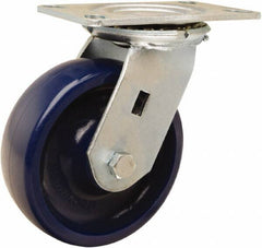 Hamilton - 6" Diam x 2" Wide x 7-1/2" OAH Top Plate Mount Swivel Caster - Polyurethane, 1,100 Lb Capacity, Sealed Precision Ball Bearing, 4-1/2 x 6-1/4" Plate - Apex Tool & Supply