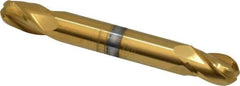Hertel - 5/16" Diam, 1/2" LOC, 4 Flute Solid Carbide Ball End Mill - TiN Finish, Double End, 2-1/2" OAL, 5/16" Shank Diam - Apex Tool & Supply