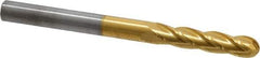 Hertel - 1/4" Diam, 1-1/8" LOC, 4 Flute Solid Carbide Ball End Mill - TiN Finish, Single End, 3" OAL, 1/4" Shank Diam - Apex Tool & Supply