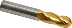 Hertel - 9/16" Diam, 1-1/4" LOC, 4 Flute Solid Carbide Ball End Mill - TiN Finish, Single End, 3-1/2" OAL, 9/16" Shank Diam - Apex Tool & Supply