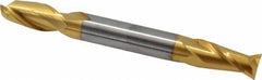 Hertel - 3/8", 3/4" LOC, 3/8" Shank Diam, 3-1/2" OAL, 2 Flute, Solid Carbide Square End Mill - Double End, TiN Finish, 30° Helix, Centercutting - Apex Tool & Supply