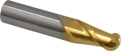 Hertel - 3/8" Diam, 5/8" LOC, 2 Flute Solid Carbide Ball End Mill - TiN Finish, Single End, 2" OAL, 3/8" Shank Diam - Apex Tool & Supply