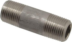 Merit Brass - Schedule 80, 1/2" Pipe x 2-1/2" Long, Grade 304/304L Stainless Steel Pipe Nipple - Seamless & Threaded - Apex Tool & Supply