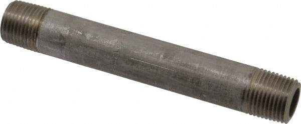 Merit Brass - Schedule 80, 1/2" Pipe x 5-1/2" Long, Grade 304/304L Stainless Steel Pipe Nipple - Seamless & Threaded - Apex Tool & Supply