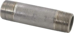 Merit Brass - Schedule 80, 1" Pipe x 4-1/2" Long, Grade 304/304L Stainless Steel Pipe Nipple - Seamless & Threaded - Apex Tool & Supply