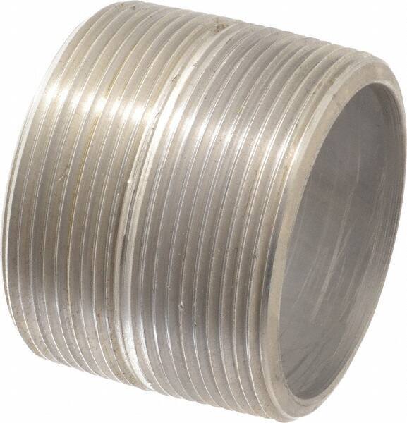 Merit Brass - Schedule 80, 3" Pipe x 2-5/8" Long, Grade 304/304L Stainless Steel Pipe Nipple - Seamless & Threaded - Apex Tool & Supply