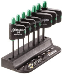 Bondhus - 7 Piece T6 to T20 Protanium High Torque Steel Flag-Style Torx Key Set - 1-1/2" Length Under Head, 3" OAL, T6, T7, T8, T9, T10, T15, T20 - Apex Tool & Supply