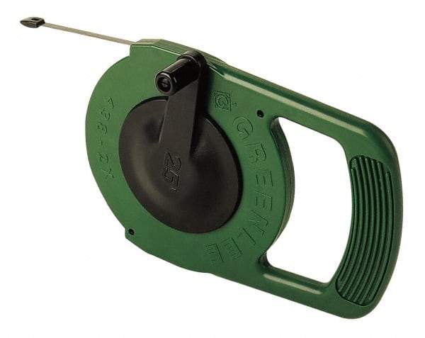 Greenlee - 25 Ft. Long x 1/4 Inch Wide, 0.03 Inch Thick, Steel Fish Tape - 400 Lb. Pulling Strength, Includes Winder Case - Apex Tool & Supply