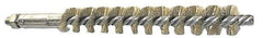 Schaefer Brush - 4" Brush Length, 1" Diam, Double Stem, Single Spiral Tube Brush - 6-1/4" Long, Brass, 1/4-28 Male Connection - Apex Tool & Supply