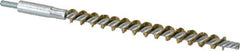Schaefer Brush - 4" Brush Length, 3/8" Diam, Double Stem, Single Spiral Tube Brush - 6-1/4" Long, Brass, 8-32 Male Connection - Apex Tool & Supply