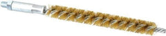 Schaefer Brush - 4" Brush Length, 1/2" Diam, Double Stem, Single Spiral Tube Brush - 6-1/4" Long, Brass, 1/4-28 Male Connection - Apex Tool & Supply