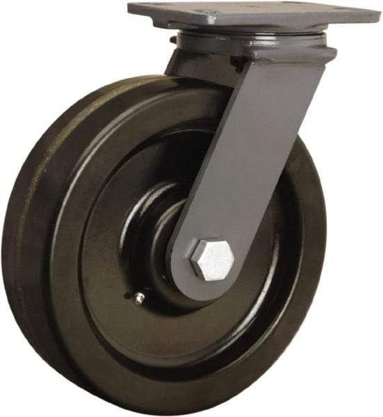 Hamilton - 8" Diam x 2-1/2" Wide x 10-1/4" OAH Top Plate Mount Swivel Caster - Phenolic, 2,000 Lb Capacity, Straight Roller Bearing, 4-1/2 x 6-1/2" Plate - Apex Tool & Supply