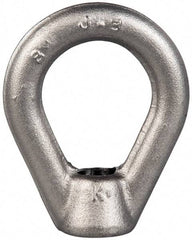 Gibraltar - 2,700 Lb Capacity, 1/2-13 Thread, Stainless Steel Lifting Eye Nut - Grade 304, 2-1/2" High, 1-1/4" Inside & 2" Outside Eye Diam, 7/8" Bell/Base Width - Apex Tool & Supply