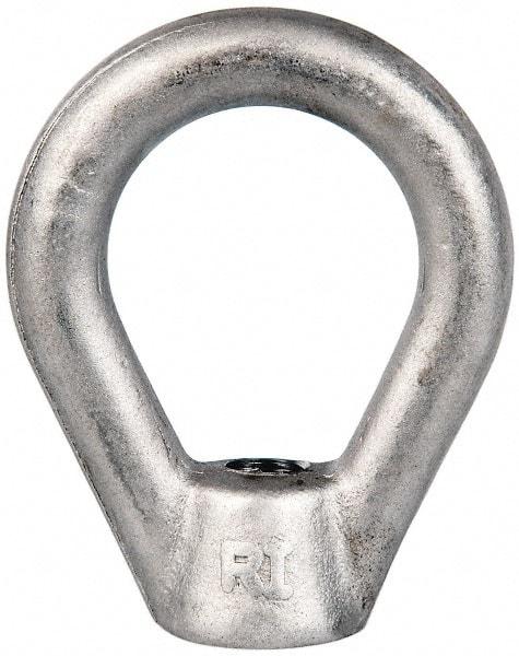 Gibraltar - 2,700 Lb Capacity, 3/8-16 Thread, Stainless Steel Lifting Eye Nut - Grade 316, 2-1/2" High, 1-1/4" Inside & 2" Outside Eye Diam, 7/8" Bell/Base Width - Apex Tool & Supply