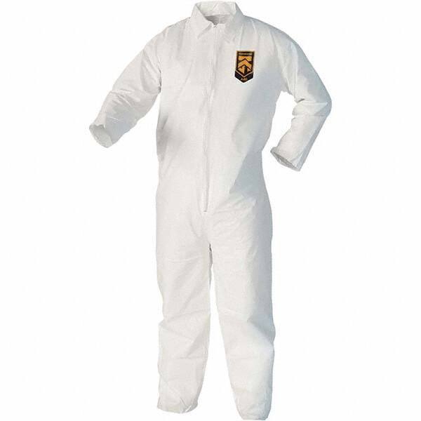 KleenGuard - Size M Film Laminate Chemical Resistant Coveralls - White, Zipper Closure, Open Cuffs, Open Ankles - Apex Tool & Supply