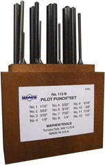Mayhew - 12 Piece, 1/16 to 1/2", Roll Pin Punch Set - Round Shank, Alloy Steel, Comes in Wood Box - Apex Tool & Supply