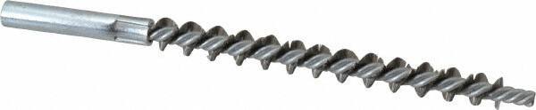 Schaefer Brush - 4" Brush Length, 3/8" Diam, Double Stem, Single Spiral Tube Brush - 6-1/4" Long, Stainless Steel, 12-24 Female Connection - Apex Tool & Supply