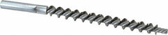 Schaefer Brush - 4" Brush Length, 3/8" Diam, Double Stem, Single Spiral Tube Brush - 6-1/4" Long, Stainless Steel, 12-24 Female Connection - Apex Tool & Supply