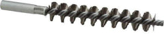 Schaefer Brush - 4" Brush Length, 3/4" Diam, Double Stem, Single Spiral Tube Brush - 6-1/4" Long, Stainless Steel, 12-24 Female Connection - Apex Tool & Supply