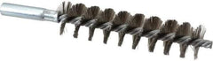 Schaefer Brush - 4" Brush Length, 1" Diam, Double Stem, Single Spiral Tube Brush - 6-1/4" Long, Stainless Steel, 12-24 Female Connection - Apex Tool & Supply