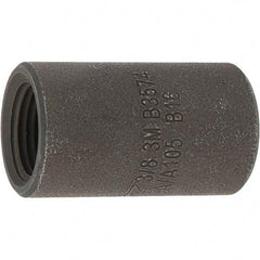 Made in USA - Size 3/8", Class 3,000, Forged Carbon Steel Black Pipe Coupling - 3,000 psi, Threaded End Connection - Apex Tool & Supply