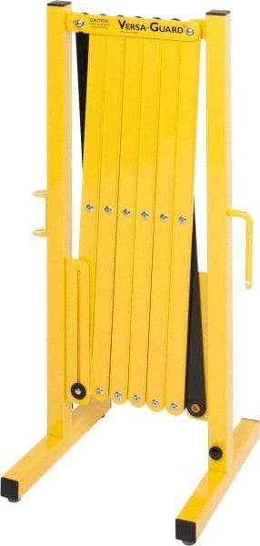 Made in USA - 37" High Folding Barricade - Aluminum & Steel Frame, Safety Yellow/Black - Apex Tool & Supply