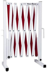 Made in USA - 37" High Folding Barricade - Aluminum & Steel Frame, Red/White - Apex Tool & Supply
