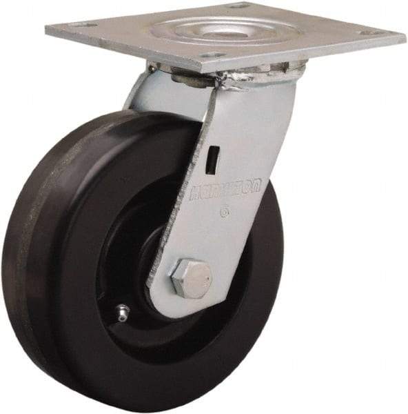 Hamilton - 6" Diam x 2" Wide x 7-1/2" OAH Top Plate Mount Swivel Caster - Phenolic, 900 Lb Capacity, Straight Roller Bearing, 5 x 5-1/2" Plate - Apex Tool & Supply