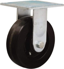 Hamilton - 6" Diam x 2" Wide x 7-1/2" OAH Top Plate Mount Rigid Caster - Phenolic, 900 Lb Capacity, Straight Roller Bearing, 5 x 5-1/2" Plate - Apex Tool & Supply