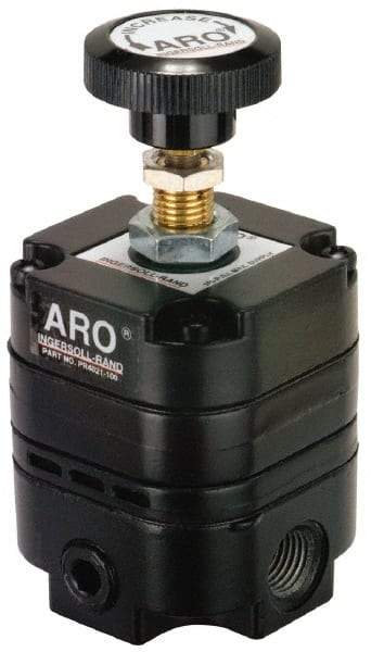ARO/Ingersoll-Rand - 3/8 NPT Port, 14 CFM, Zinc Precision Constant Bleed Regulator - 2 to 25 psi Range, 150 Max psi Supply Pressure, 1/4" Gauge Port Thread, 2.12" Wide x 4.55" High - Apex Tool & Supply