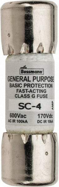 Cooper Bussmann - 170 VDC, 600 VAC, 4 Amp, Time Delay Size Rejecting/NonRejecting Fuse - Fuse Holder Mount, 1-5/16" OAL, 10 at DC, 100 at AC (RMS) kA Rating, 13/32" Diam - Apex Tool & Supply