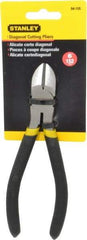 Stanley - 6" OAL, 7/16" Capacity, Cutting Pliers - 55/64" Jaw Length x 51/64" Jaw Width, Round Head, Cushion Grip Handle - Apex Tool & Supply