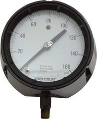Ashcroft - 4-1/2" Dial, 1/4 Thread, 0-160 Scale Range, Pressure Gauge - Lower Connection, Rear Flange Connection Mount, Accurate to 0.5% of Scale - Apex Tool & Supply