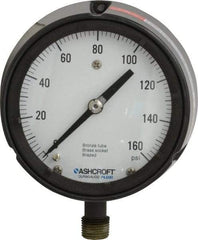 Ashcroft - 4-1/2" Dial, 1/2 Thread, 0-160 Scale Range, Pressure Gauge - Lower Connection, Rear Flange Connection Mount, Accurate to 0.5% of Scale - Apex Tool & Supply