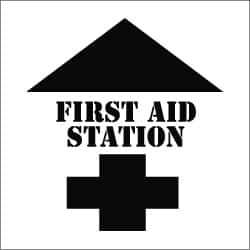 NMC - First Aid Station Stencil - 0.06 Inch Thick, Polyethylene, English - Apex Tool & Supply