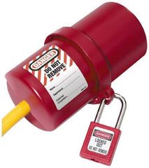 NMC - Plastic Plug Lockout - 3" Plug Size, 3/4 Max Cord Diam, 6" Lockout Length, 1 Padlock - Apex Tool & Supply