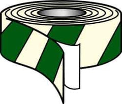 NMC - Glow & Green Striped Vinyl Tape - 2" Wide x 30' Long x 0.002" Thick, General Traffic - Apex Tool & Supply