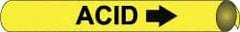 NMC - Pipe Marker with Acid Legend and Arrow Graphic - 4-5/8 to 5-7/8" Pipe Outside Diam, Black on Yellow - Apex Tool & Supply