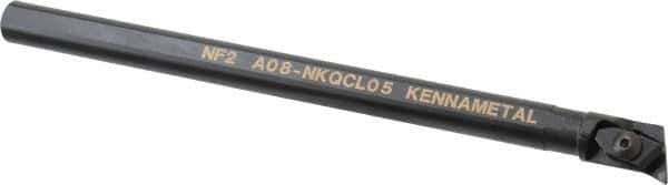 Kennametal - NP.., 17.5° Lead Angle A-NKQC Internal Left Hand Indexable Profiling Toolholder - 1/2" Shank Width, 8" Long, Steel, Through Coolant - Apex Tool & Supply
